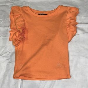 Zara Orange Puffy Sleeves Shirt Small NEVER WORN